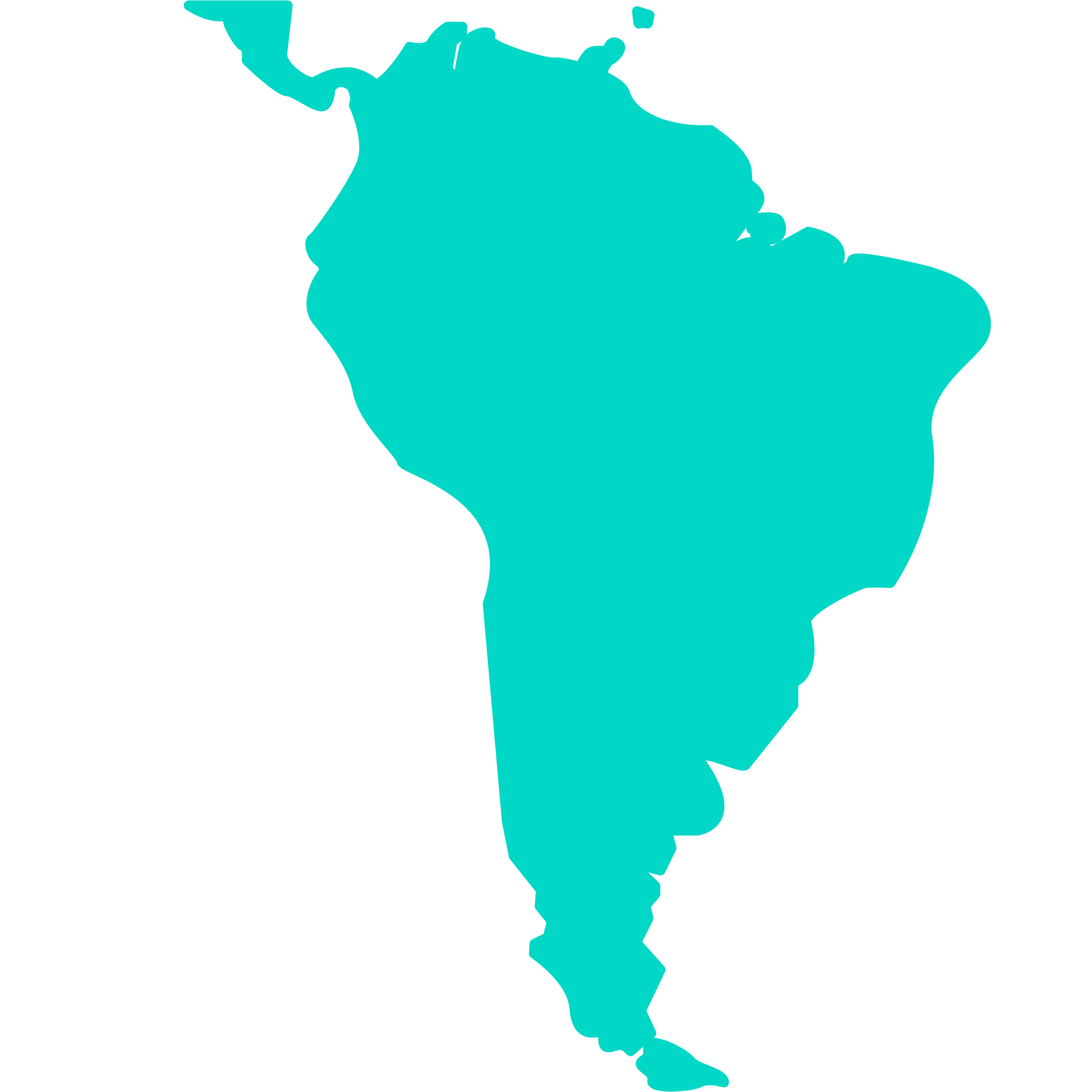 contour of map of south-america having a blue colour