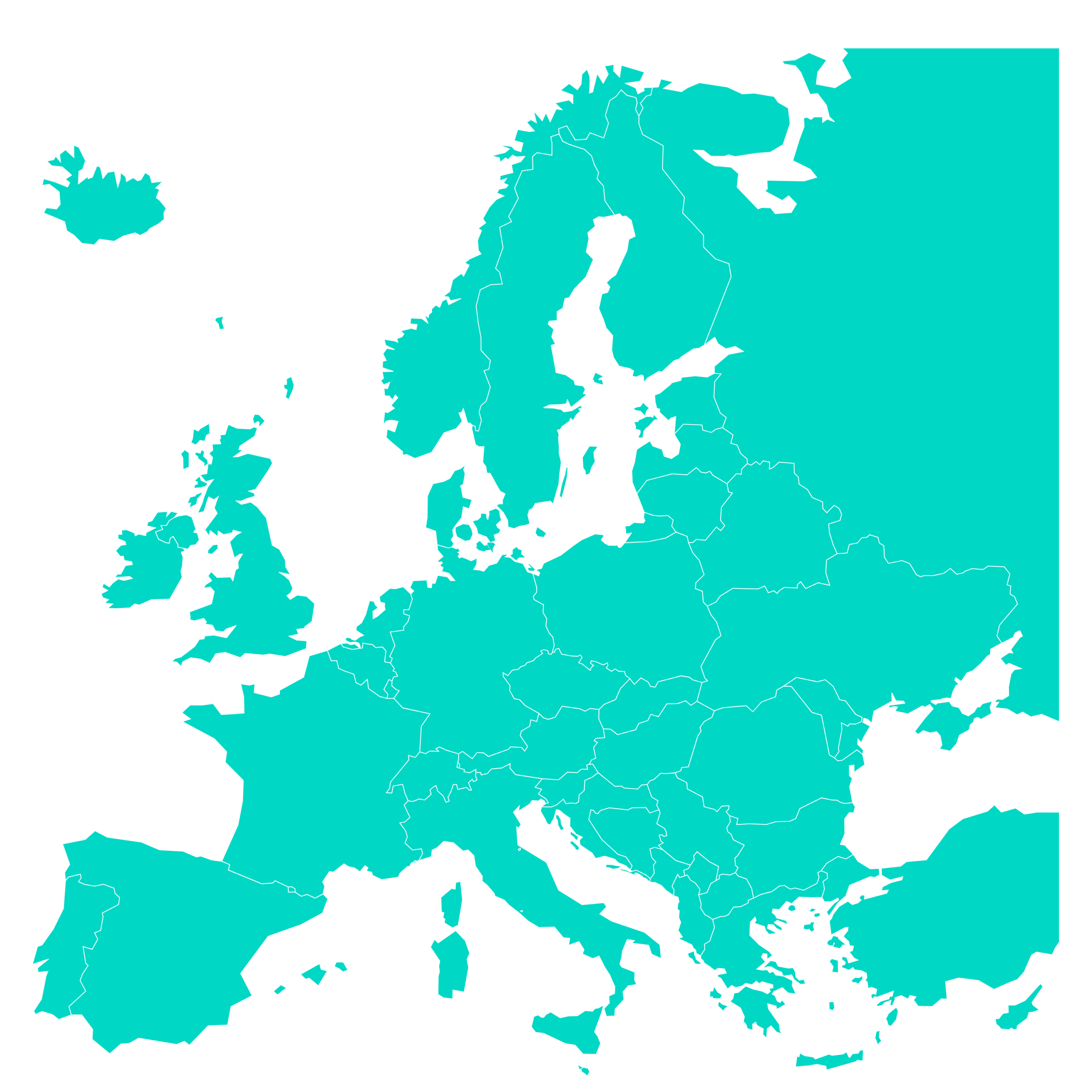 contour of map of europe having a blue colour