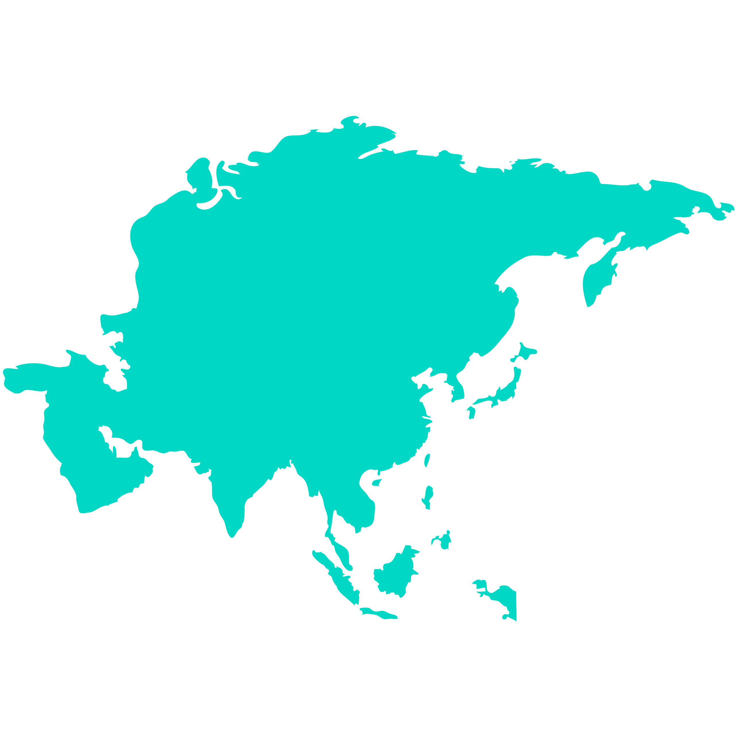 contour of map of asia having a blue colour