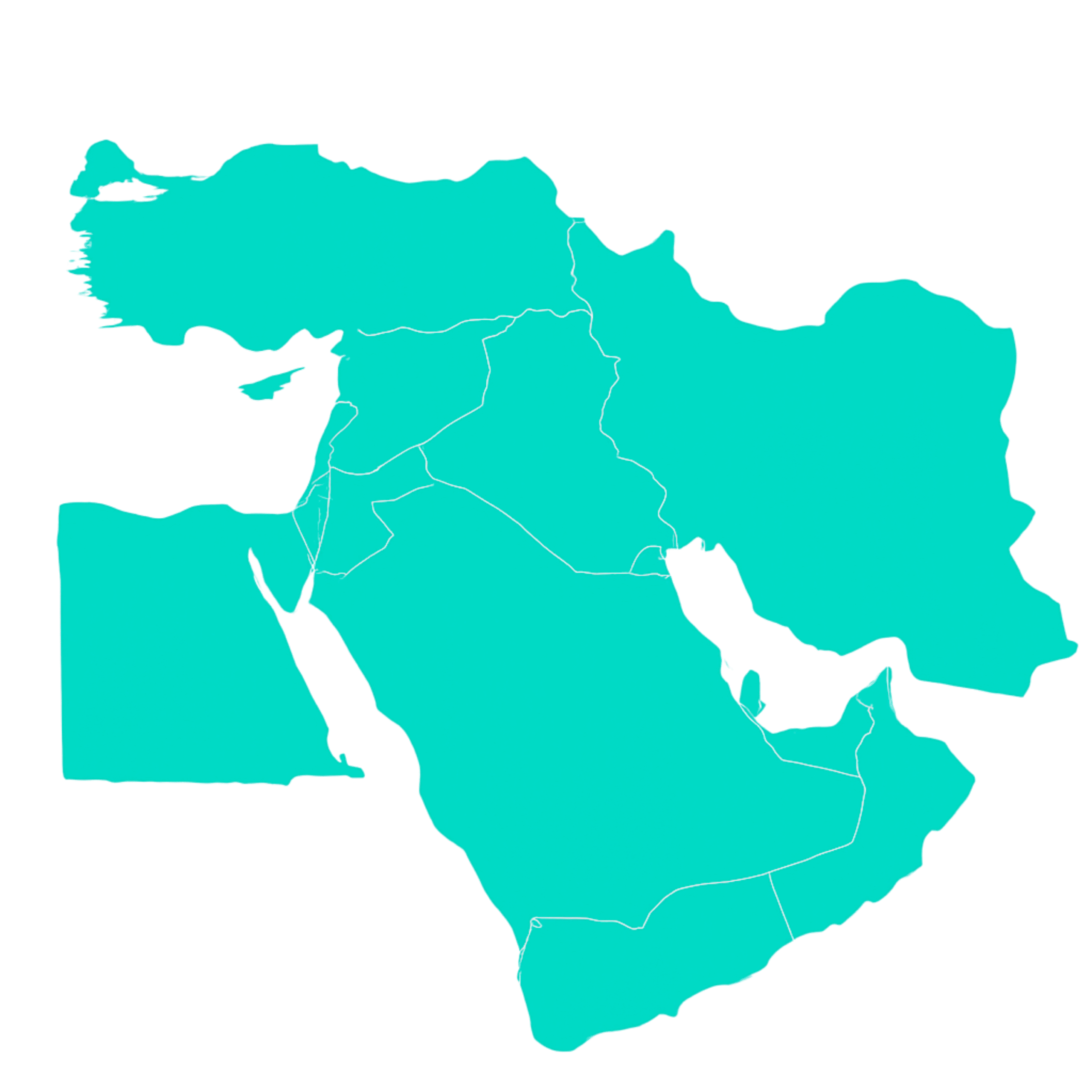 contour of map of middle-east having a blue colour